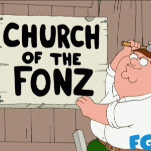 Family Guy Peter Griffin At His Church Of The Fonz,The Father The Son And The Holy Fonz