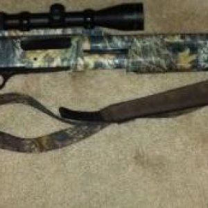 Mossberg 500 12ga combo. slug barrel shown. Waterfowl barrel in safe.