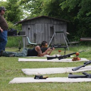 1000 yards range 3 shoots 2 hit 1 miss :) And I was nervous because I was being watched by the big boys and 1 of them was  Sargent Williams I just did