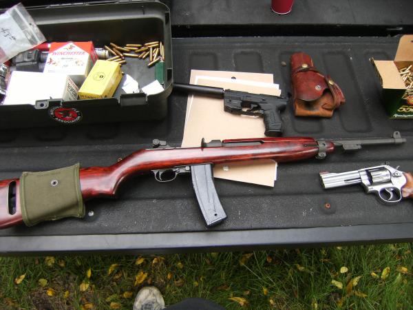 winchester 30 carbine, suppressed walther p22, and 686 plus smith&wesson